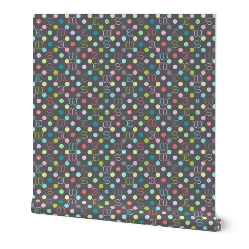 sewing celebration dots grey