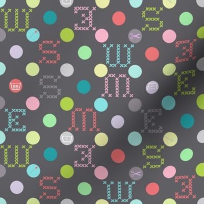 sewing celebration dots grey