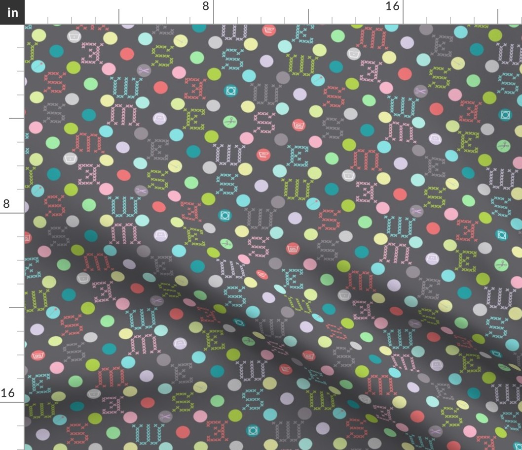 sewing celebration dots grey