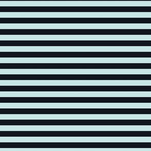 Light Cyan Bengal Stripe Pattern Horizontal in Midnight Black