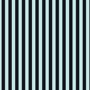 Light Cyan Bengal Stripe Pattern Vertical in Midnight Black