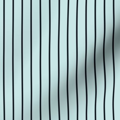 Light Cyan Pin Stripe Pattern Vertical in Midnight Black