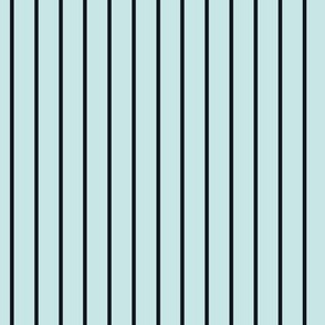 Light Cyan Pin Stripe Pattern Vertical in Midnight Black