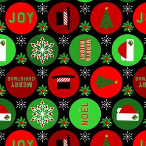 Christmas Time Dots - Black Red Green