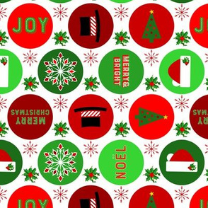 Christmas Time Dots - White Red Green 