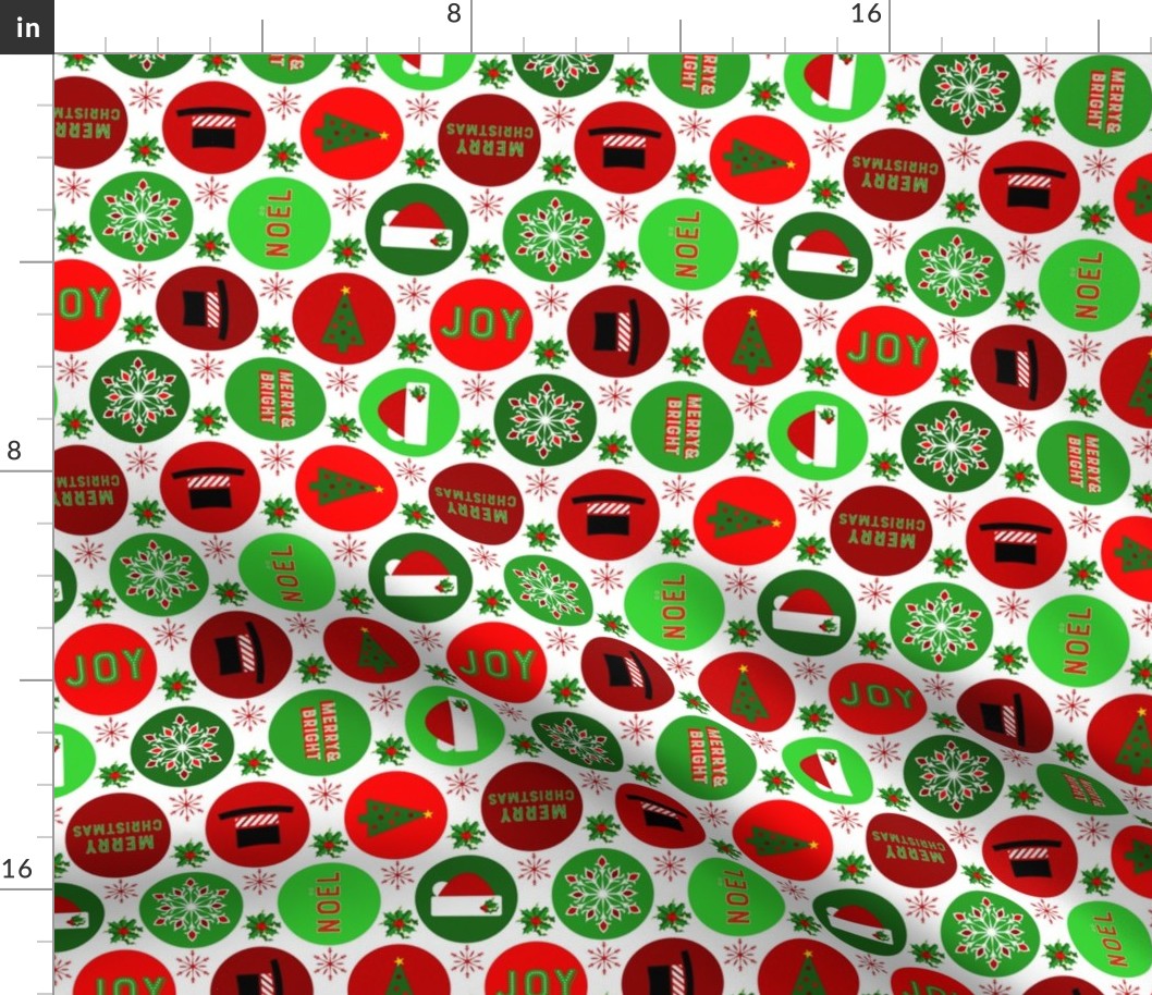 Christmas Time Dots - White Red Green 