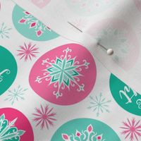 Let it Snow Snowflakes - White Teal Pink 