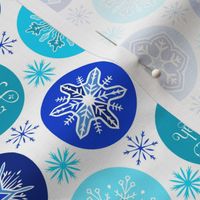 Happy Hanukkah Snowflakes - White Blue Teal