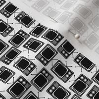 Retro Television TV Pattern in Black & White (Mini Scale)