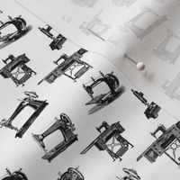 Antique Sewing Machines in Black & White (Mini Scale)