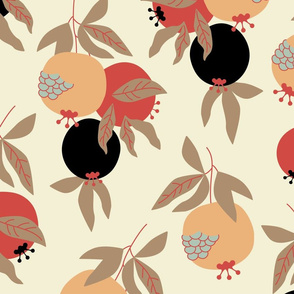 Seamless pattern with decorative image of grenade fruit