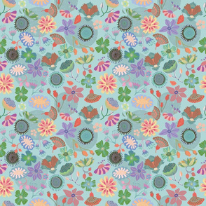 Fanciful flower power - mint - small