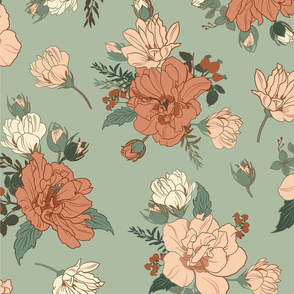 Floral seamless pattern with hibiscus
