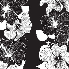 Hibiscus Garlands - Black and White