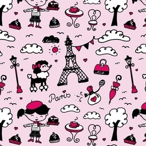 small - pink doodle paris