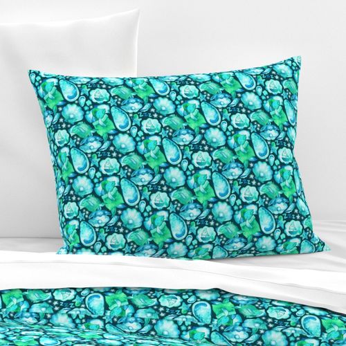 Fin-tastic Dreams the Ocean Bed - blue and green watercolor - small