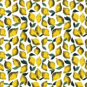 Retro lemons on white backgrounds