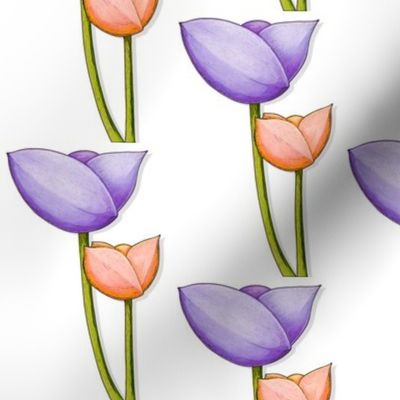 Simple Flowers purple orange