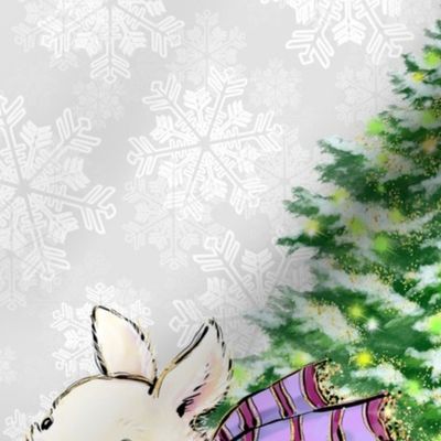 christmas tree, bunny pattern, kids, kids pattern, bunnies, christmas pattern, children, white bunny, christmas bunny, christmas, cute bunny, ice skating, winter, winter pattern, cute christmas animal