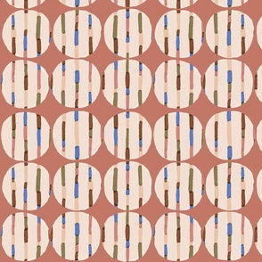 Retro batik circles pink - medium scale