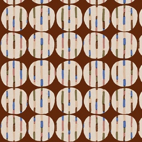 Retro batik circles brown - medium scale