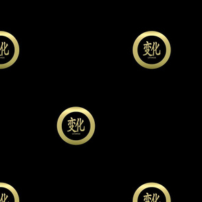 “Change” Chinese Calligraphy on Golden Coins  