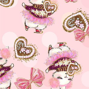 gingerbread, bunny girl, christmas, funny rabbit, cute, cute bunny, children's, kids pattern, girly, pink, for girls, holiday fun, cute kids, gold glitter, girls room.