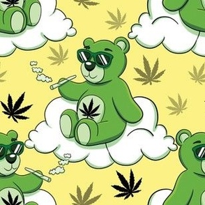 Cute cannabis bear yellow