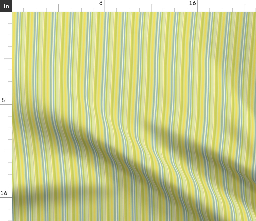 Summery Yellow Green Blue Narrow Stripes