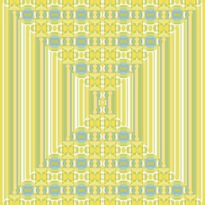 Yellow Green Blue Geometric on Stripes