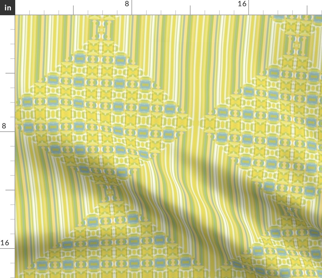 Yellow Green Blue Geometric on Stripes