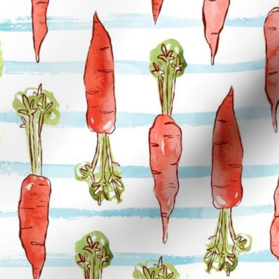 watercolor carrots with stripes