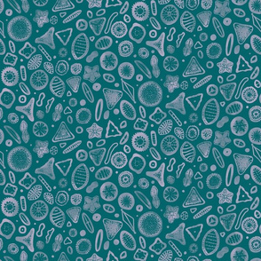 Diatoms - Microscopic STEM Science Algae Sea Life - Lavender & Dark Teal