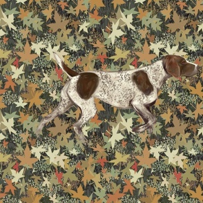 German Shorthaired Pointer on Autumn Leaves for Pillow