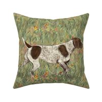 German Shorthaired Pointer on Wildflower Field for Pillow