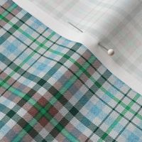 Fuzzy Look Plaid in Aqua Pine and Chocolate on White