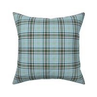 Fuzzy Look Plaid in Aqua Pine and Chocolate on White