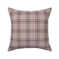 Fuzzy Look Plaid in Gray Red and Chocolate on White