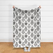 Penguins Black&White  with Sweater Geometric and Triangles  in Grey Large Jumbo Scale 8 inch