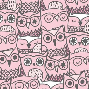 owl faces in pink