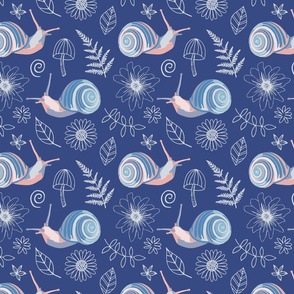 snails on blue