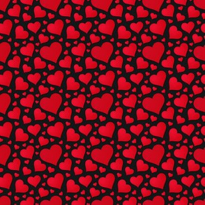 Red Hearts on Black Small