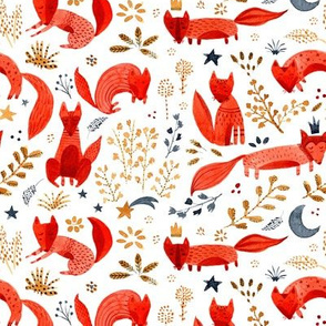 Little whimsical foxes no background