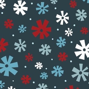 Retro Snowflakes (dark teal)