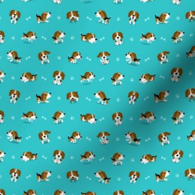 Puppies on Teal Small