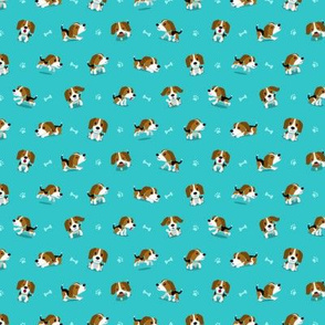 Puppies on Teal Small