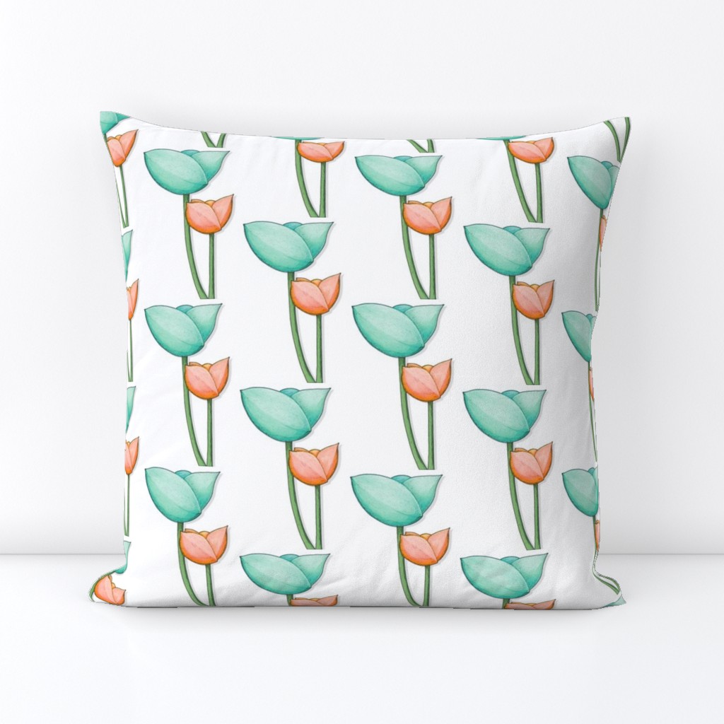 Simple Flowers teal orange