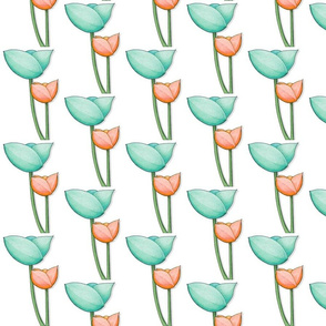 Simple Flowers teal orange