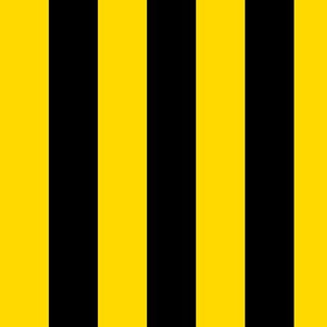 Large Awning Stripe Pattern Vertical in Black on School Bus Yellow