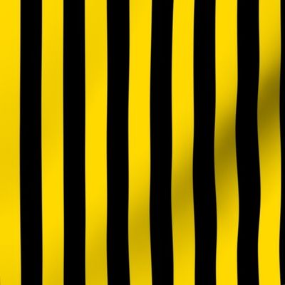 Awning Stripe Pattern Vertical in Black on School Bus Yellow